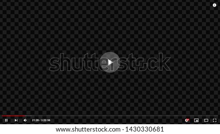 New video player transparent template for web or mobile apps. Flat style watching video online minimalistic page design. Vector illustration