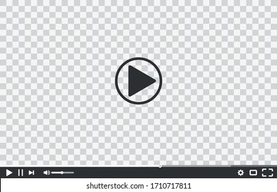 New video player window template for web or mobile apps isolated on transparent background. Flat style watching video online minimalistic page design. Vector illustration