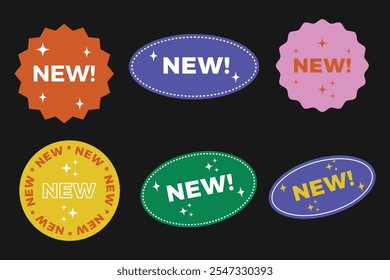New vintage badge element collection included red ,blue,pink,yellow and green colors.Vector illustration