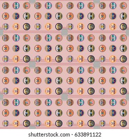 New vintage texture with sewing textile and button.