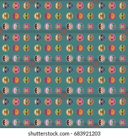 New vintage texture with sewing textile and button.