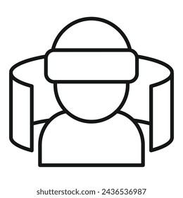 New virtual tour icon outline vector. Online art education. View panoramic