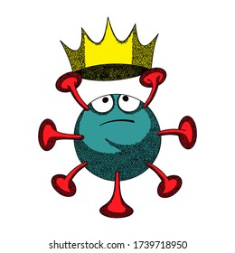 New virus. Virus Covid 19-NCP holds the crown above him