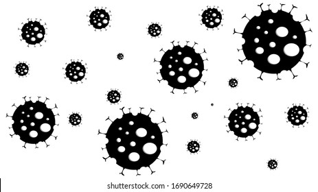 New virus species of common human with cells, Covid-19 : corona viruses  close up on science black and white background. Dangerous virus icon concept vector illustration.