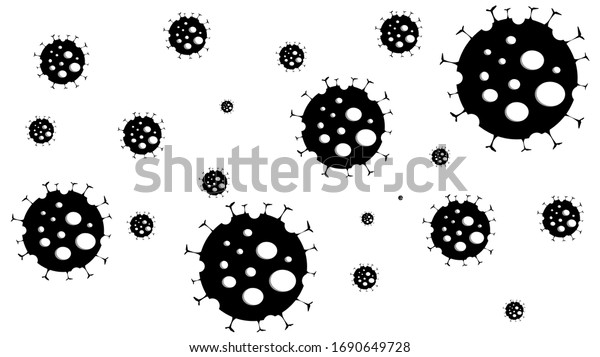 New virus species of\
common human with cells, Covid-19 : corona viruses  close up on\
science black and white background. Dangerous virus icon concept\
vector illustration.