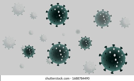 New virus species vector of common human Covid-19 corona viruses or bacteria close up isolated on background.