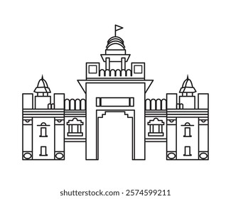 new vishwanath temple thin line isolated