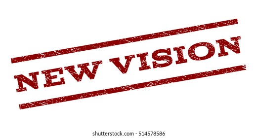 New Vision watermark stamp. Text tag between parallel lines with grunge design style. Rubber seal stamp with dirty texture. Vector dark red color ink imprint on a white background.
