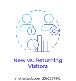 New vs returning visitors blue gradient concept icon. Engagement strategy efficiency. Audience engagement. Round shape line illustration. Abstract idea. Graphic design. Easy to use in infographic