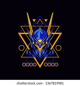 new warrior robot illustration for merchandise or apparel design