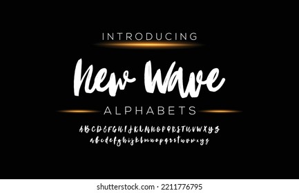 New Wave Brush Script Modern Alphabet. Retro Typeface. Letters. Vector Alphabet. Exclusive Custom Letters. Vector illustration