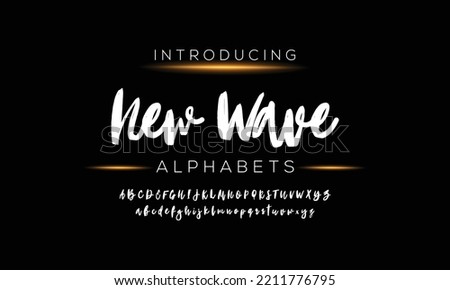 New Wave Brush Script Modern Alphabet. Retro Typeface. Letters. Vector Alphabet. Exclusive Custom Letters. Vector illustration