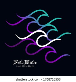 NEW  waves vector illustrations. For t-shirt prints and other uses.