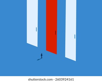 New way, Businessman dare to choose different door