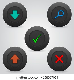 New web button set of five with various symbols