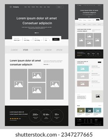 New website UI wireframe design with gray color isolated on light background for your design - vector illustration