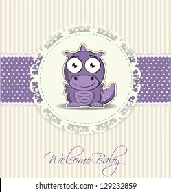 new welcome baby card with cute dragon