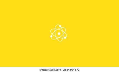 Novo átomo branco no plano de fundo amarelo,Ícone de novo átomo,Ícone de molécula.