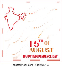 new white background with patter and india map with 15th august happy independence day text message