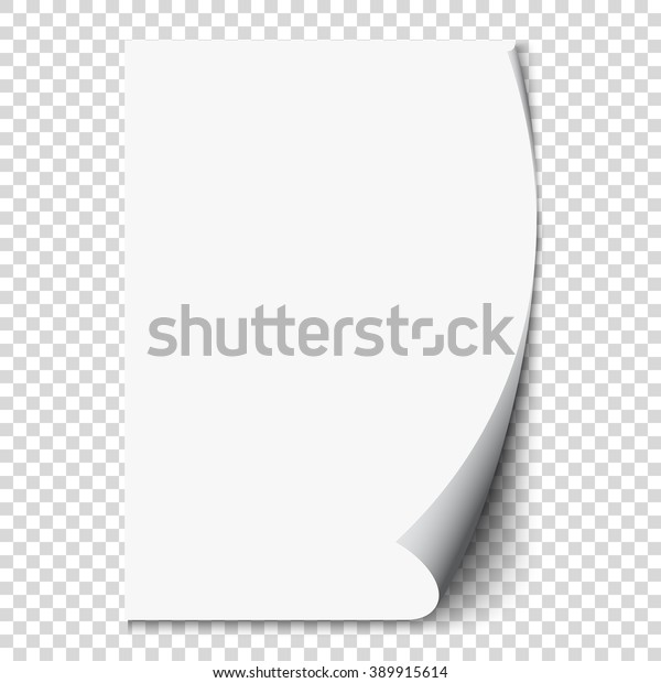 New white page curl on blank sheet\
isolated paper. Realistic empty folded page. Transparent design\
sticker. Vector background graphic illustration\
eps10