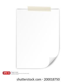 New white paper with tape for note vector format