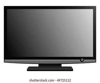  New wide-screen TV set in elegant glass design isolated on white background. Vector illustration.