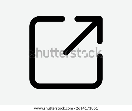 New Window Tab Outline Line Shape Arrow Icon Sign Symbol Arrowhead Point Pointer Pointing User Web App Interface Pop Up File Document Vector Shape