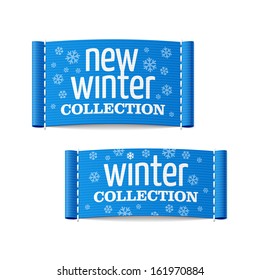 New winter collection clothing labels. Vector.