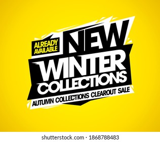 New winter collections already available, total clearance autumn collections, sale poster design