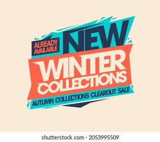 New winter collections already available, total clearance autumn collections, sale poster design