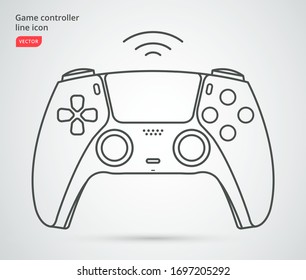 New wireless game controller. Gamepad icon in line-art style