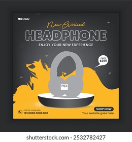 New wireless headphone sales template design for digital marketing and modern headphone brand promotion