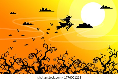 New Witch Flay to Full Moon Background