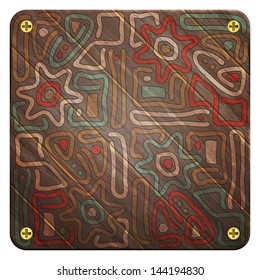 new wooden frame with tribal ornament can use like ethnic design