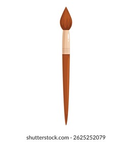 New wooden paint brush with its brown bristles is ready to be used for painting and drawing