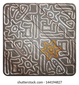 new wooden phone style button with abstract flower can use like vintage background