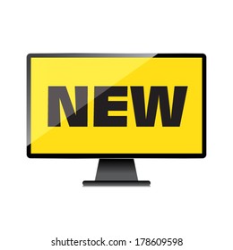 New word display on High-quality computer display, monitor screen.