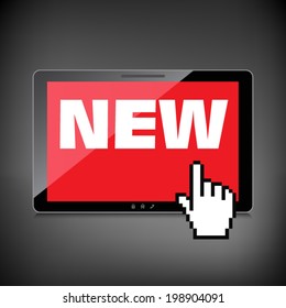 New word display on High-quality tablet screen.