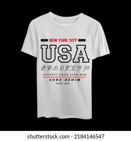 New Work City Usa Brookiyn. T Shirt Design