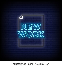 New Work Neon Signs Style Text Vector