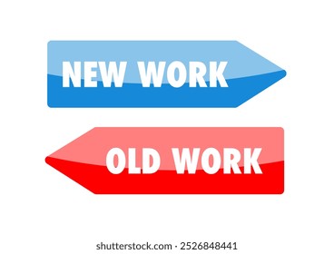 New work and old work two color sippy with reflection - Vector