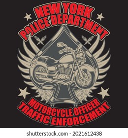 New Work Police Department Motorcycle Officer Traffic Enforcement - Motorcycle T-shirt Design
