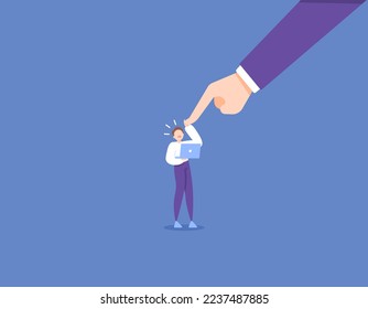 a new worker is getting pressure from the boss and the senior. uncomfortable at work. toxic work environment. work pressure. an employee that was pressured by a superior's finger. illustration concept