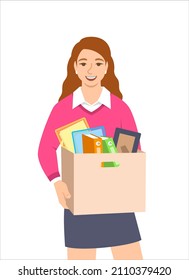 New worker joins a team. New job opportunity concept. Young woman got a job for her career development. Happy employee got a promotion. Flat vector illustration. Fresh start at new office