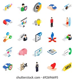 New workforce icons set. Isometric set of 25 new workforce vector icons for web isolated on white background