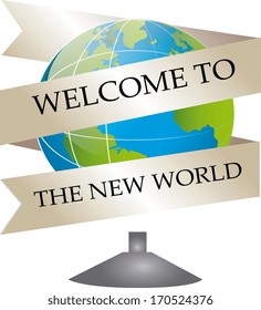 new world   over white background vector illustration 