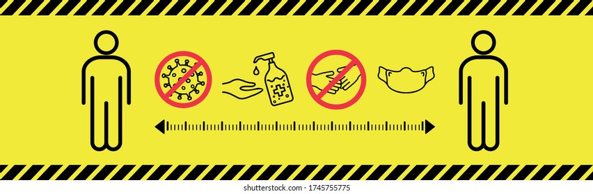 New world trend social distance, pandemic consequences - Vector illustration