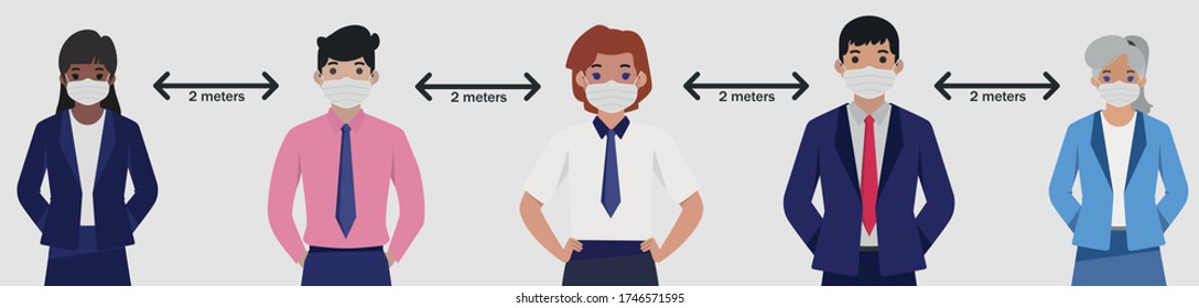 New world trend social distance, pandemic consequences - Vector illustration