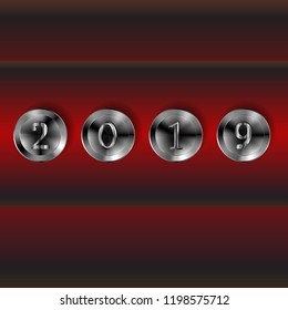 new yaer red background with  metalic buttons