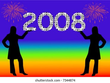 new year 2008 vector illustration
